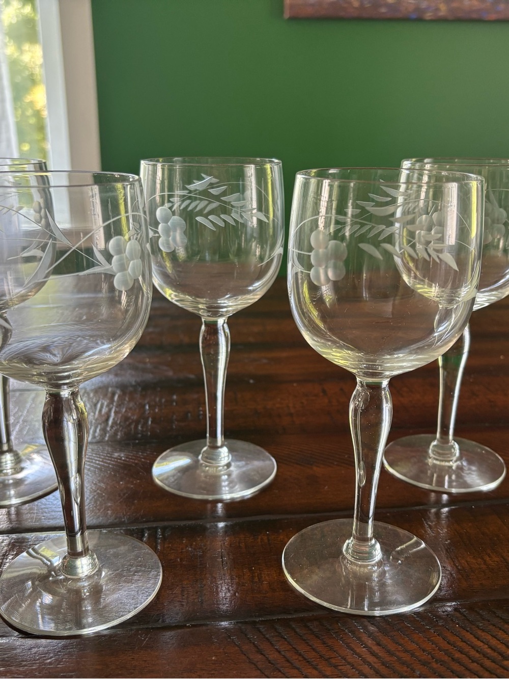 Etched Crystal Wine Glasses - Clear (Set)